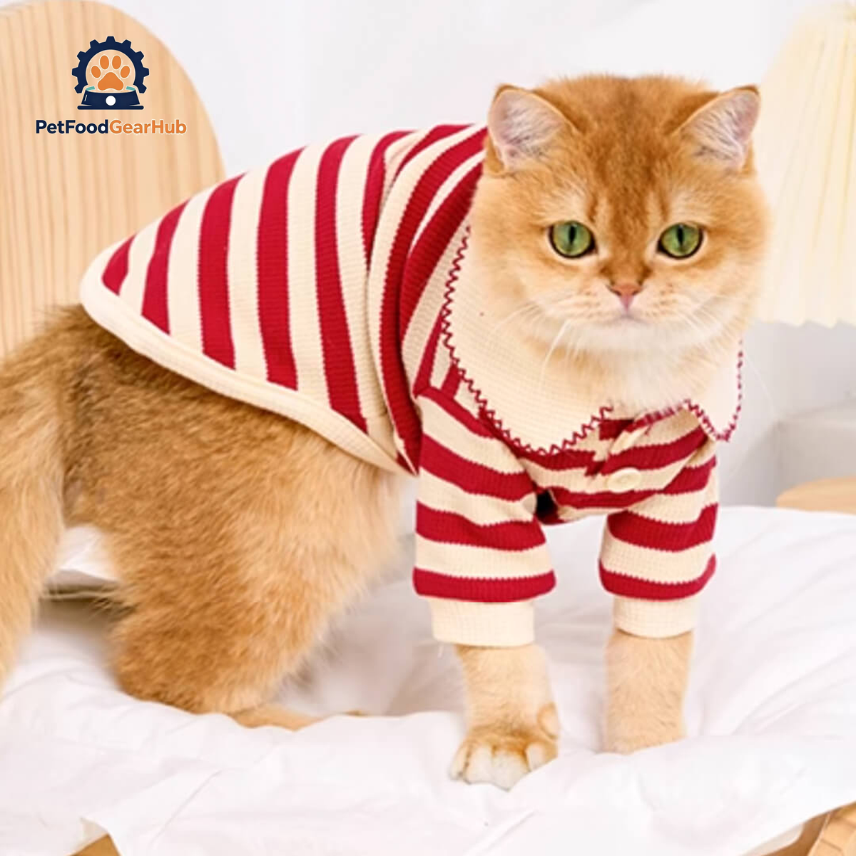 Cat in Striped Shirt | Cat Clothes | PetFoodGearHub