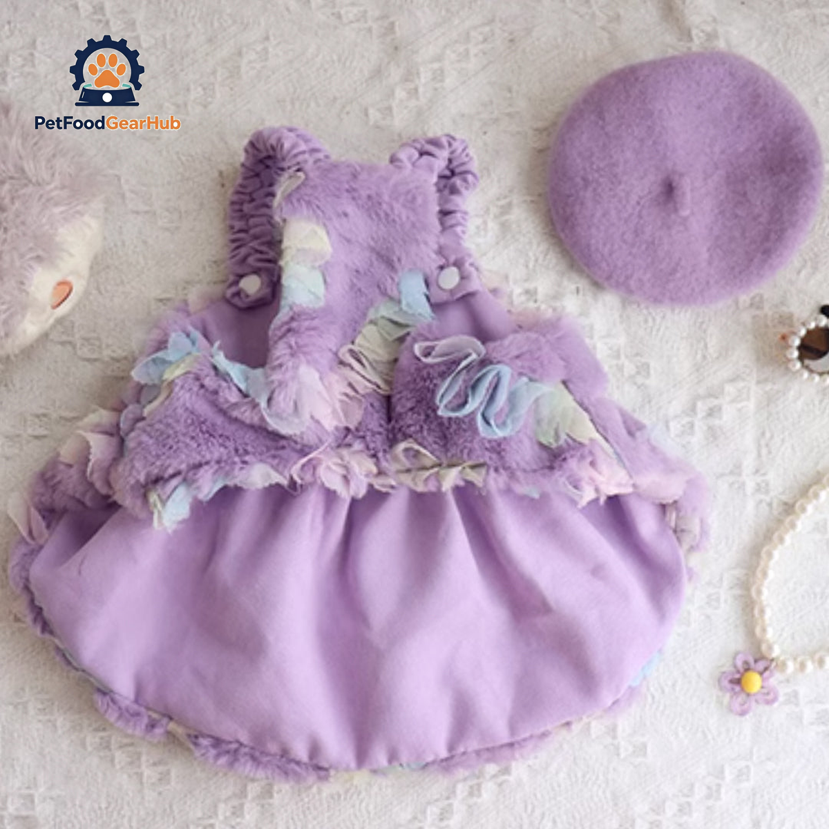 Belle Cat Dress | Elegant Lilac Dress for Cats | PetFoodGearHub