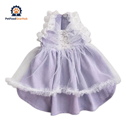 Lavender Cat Dress with Layered Tulle Skirt | PetFoodGearHub