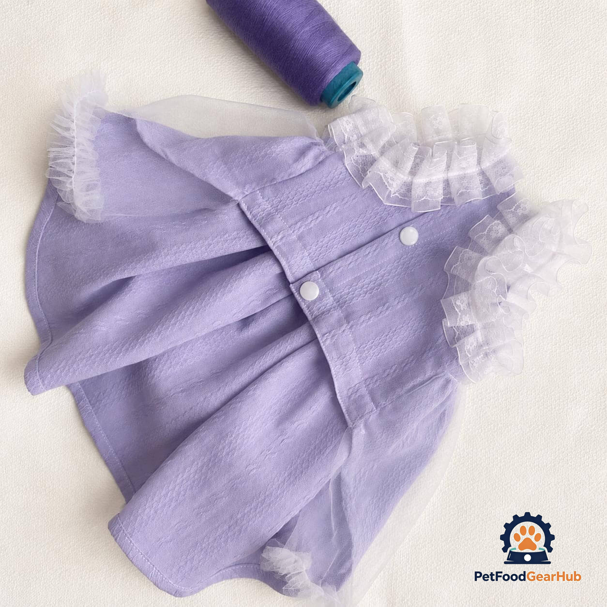 Lavender Cat Dress with Ruffled Lace Trim | PetFoodGearHub