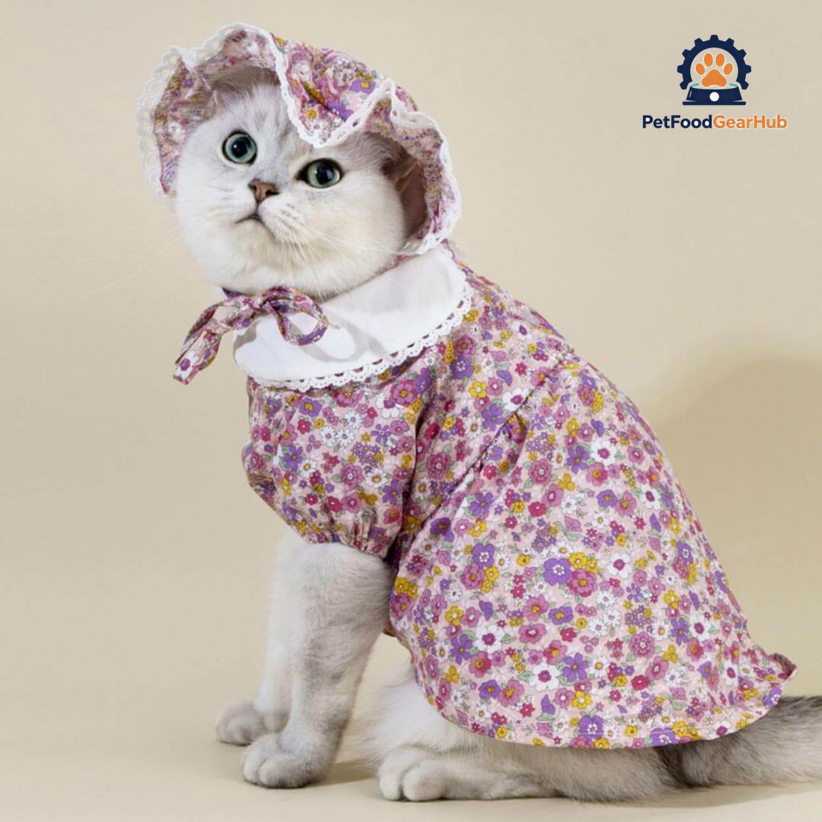 Little Princess Cat Dress & Hat Set | Cat in Dress | Cat Clothes | PetFoodGearHub