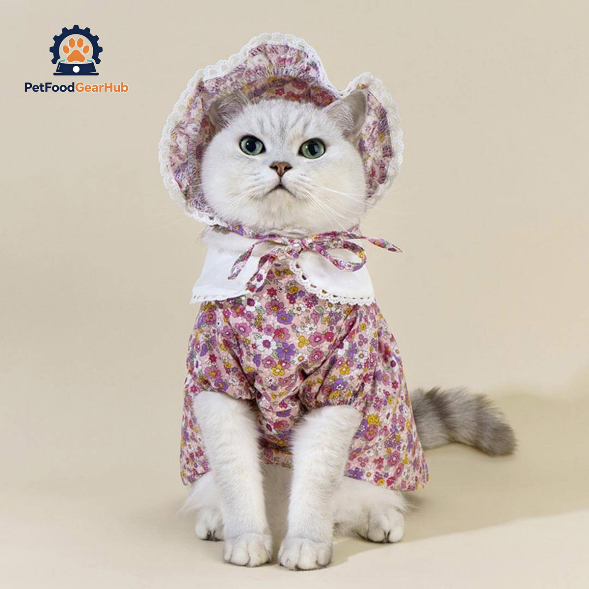 Little Princess Cat Dress & Hat Set | Cat in Dress | Cat Clothes | PetFoodGearHub
