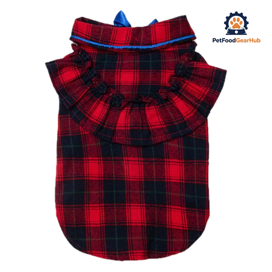 Bella Cat Shirt | Red Plaid Shirt for Cats | PetFoodGearHub