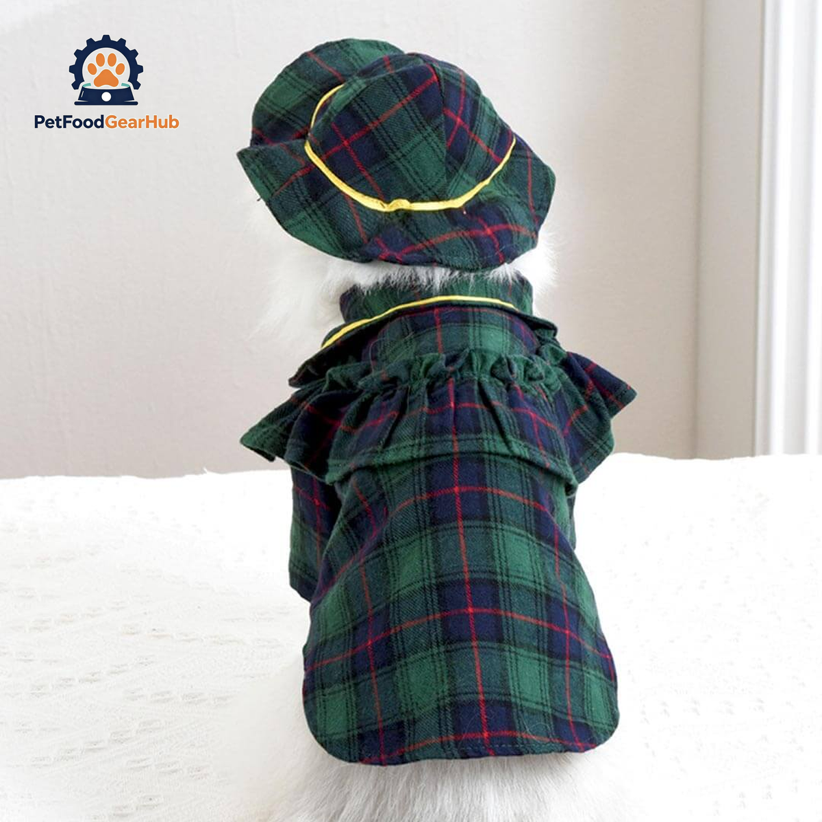 Bella Cat Shirt | Cat in Green Plaid Shirt | Cat Clothes | PetFoodGearHub