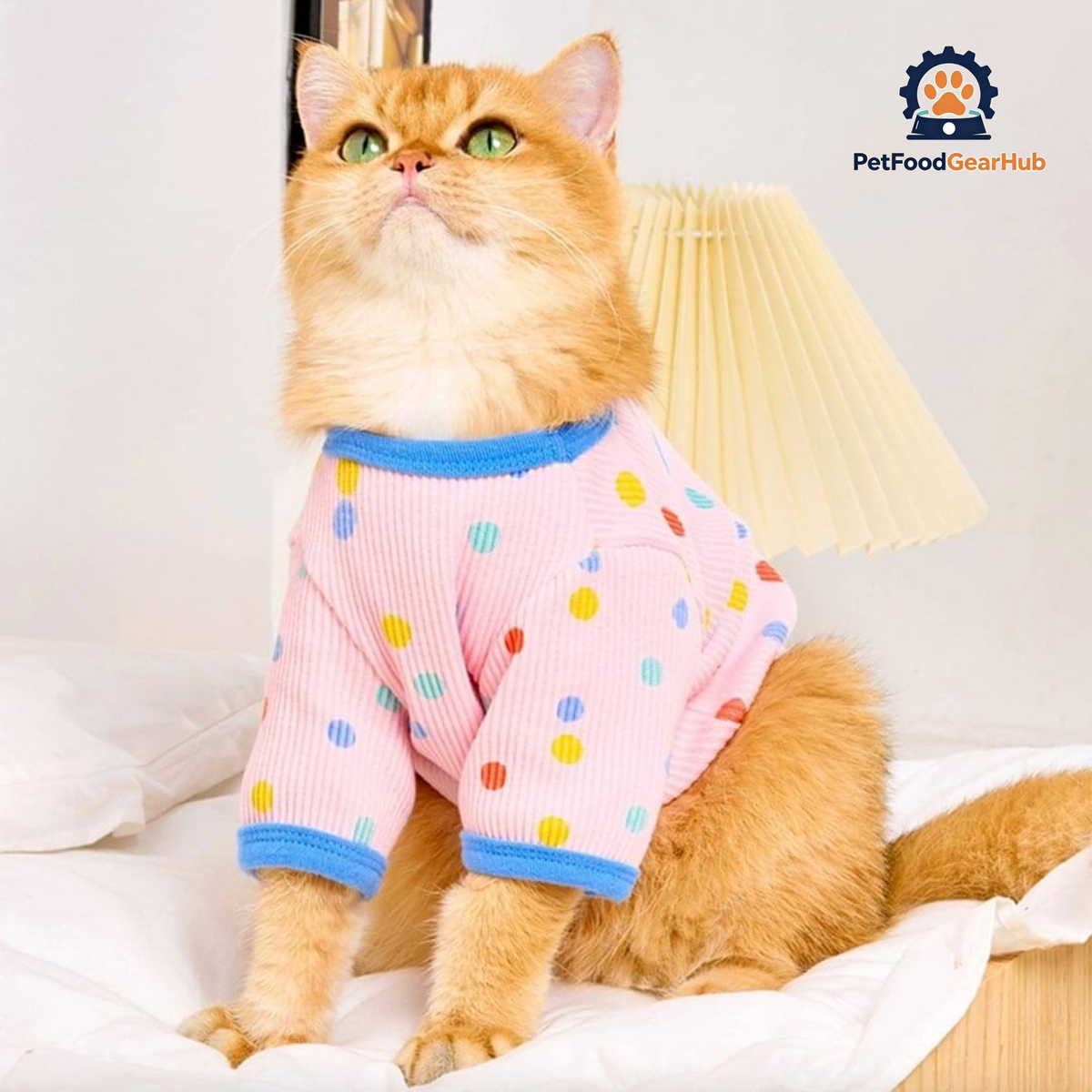 Cat in Cute Pink Polka Dot T-Shirt | PetFoodGearHub