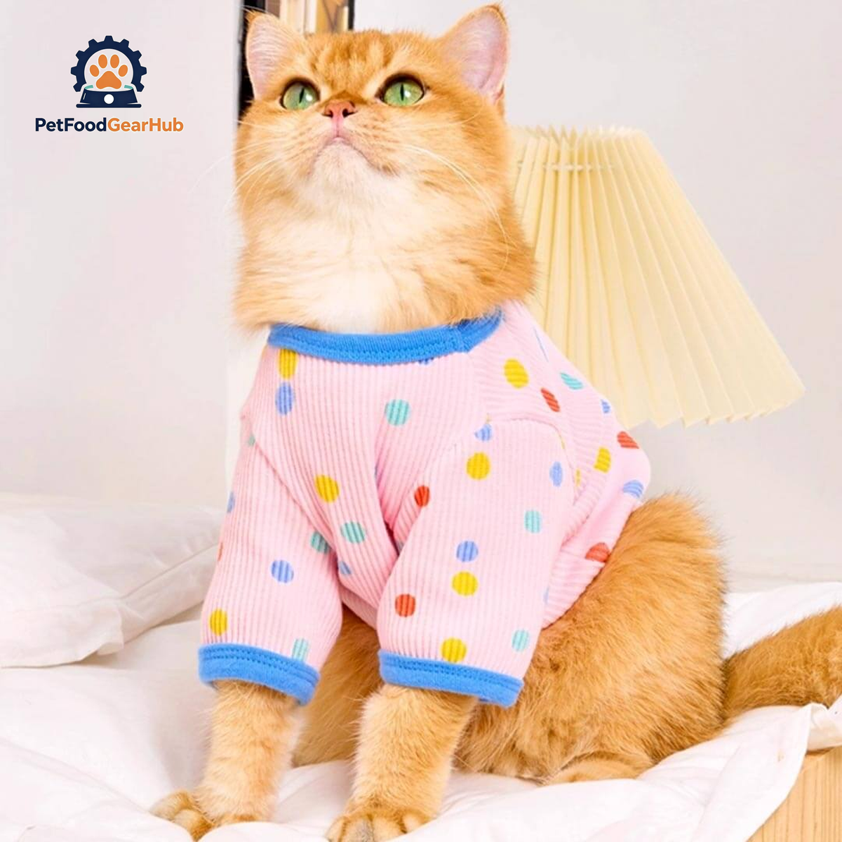 Cat in Cute Pink Polka Dot T-Shirt | PetFoodGearHub