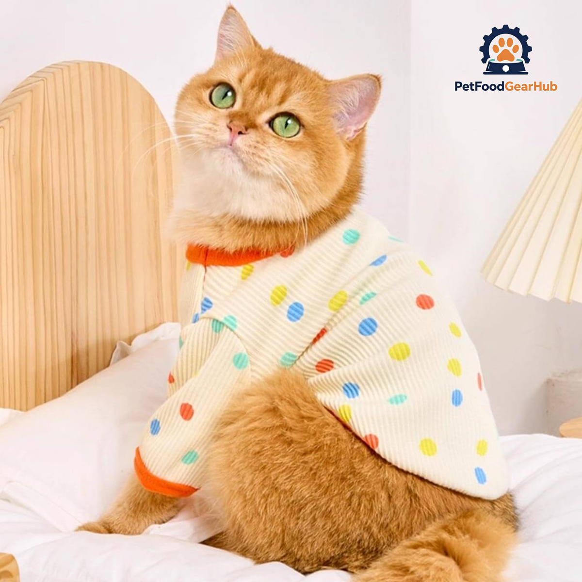 Cat in Cute Yellow Polka Dot T-Shirt | PetFoodGearHub