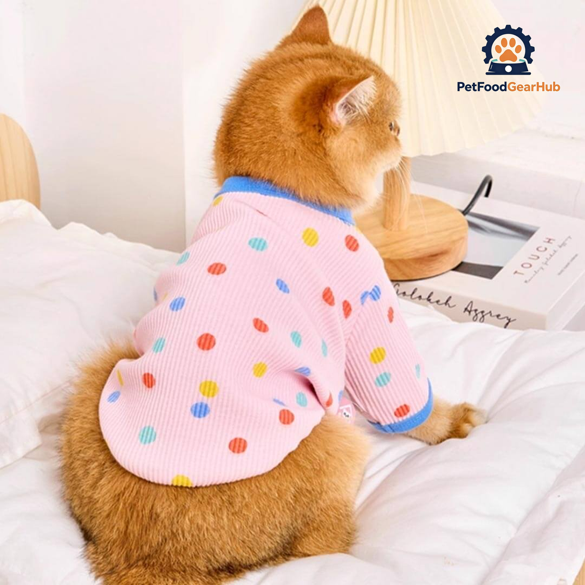 Cat in Cute Pink Polka Dot T-Shirt | PetFoodGearHub