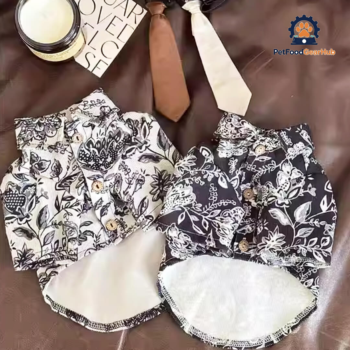 Napili Cat Shirt & Tie Sets | Corduroy Floral Shirts for Cats & Kittens | PetFoodGearHub