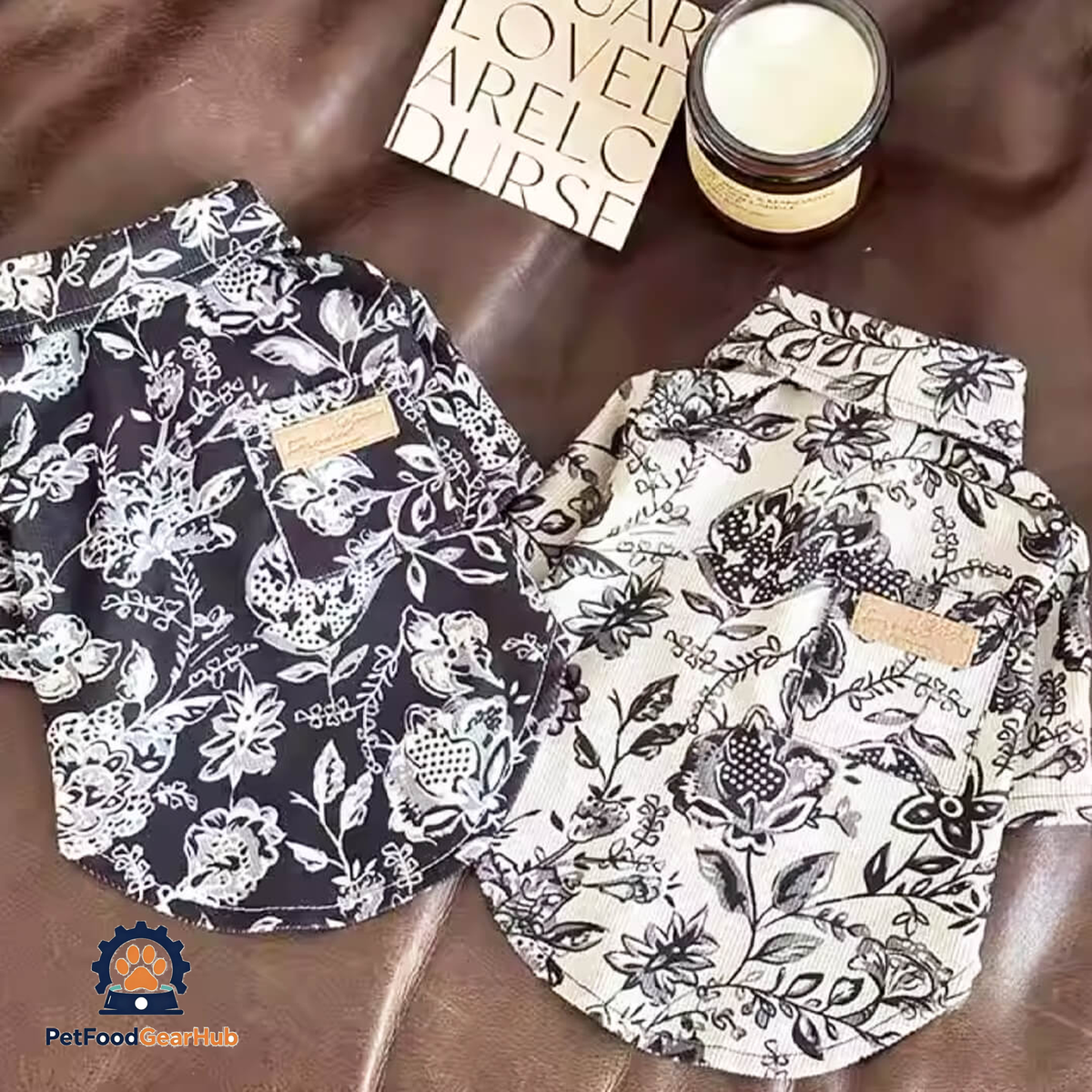Napili Cat Shirt & Tie Sets | Corduroy Floral Shirts for Cats & Kittens | PetFoodGearHub