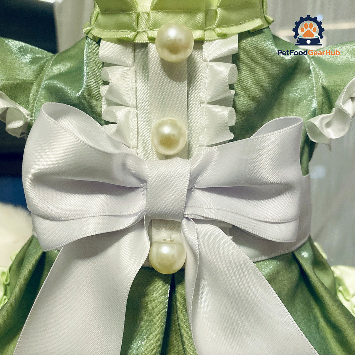 Jade Cat Dress | Green Party Dress for Kittens & Cats | PetFoodGearHub