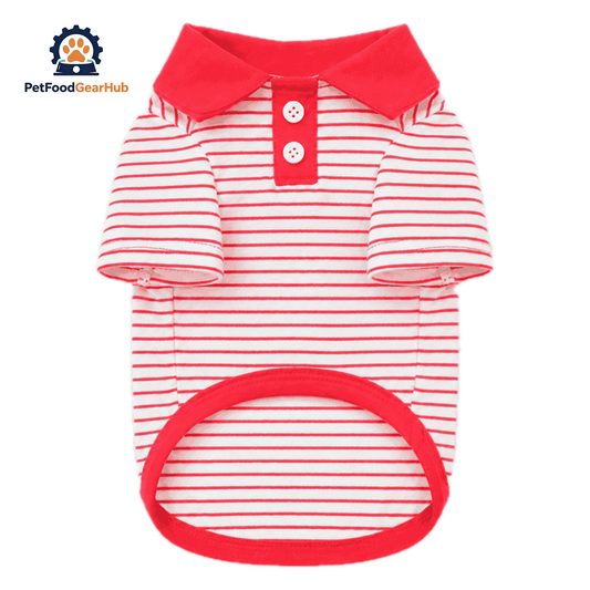 Red Striped Polo Shirt for Cats | PetFoodGearHub