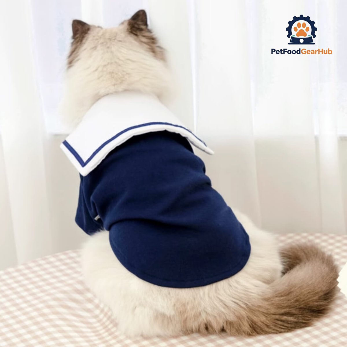 Cat in Sailor Shirt | Cat Clothes | PetFoodGearHub