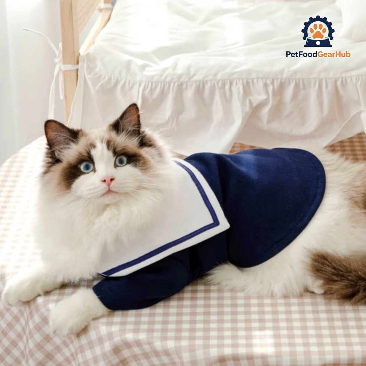 Cat in Sailor Shirt | Cat Clothes | PetFoodGearHub