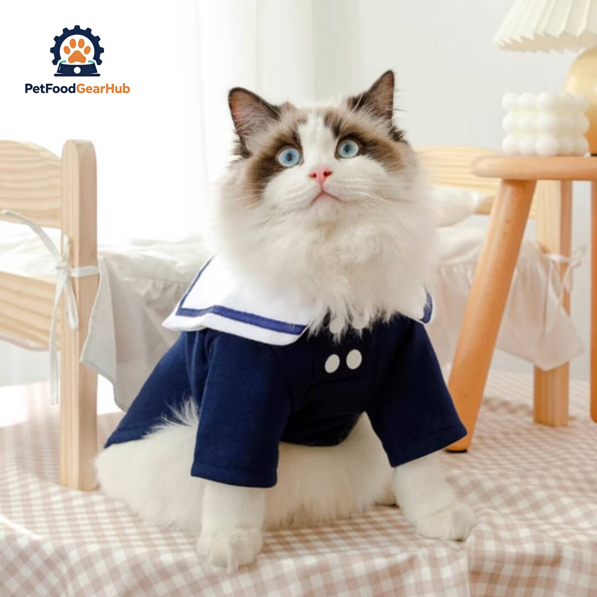 Cat in Sailor Shirt | Cat Clothes | PetFoodGearHub