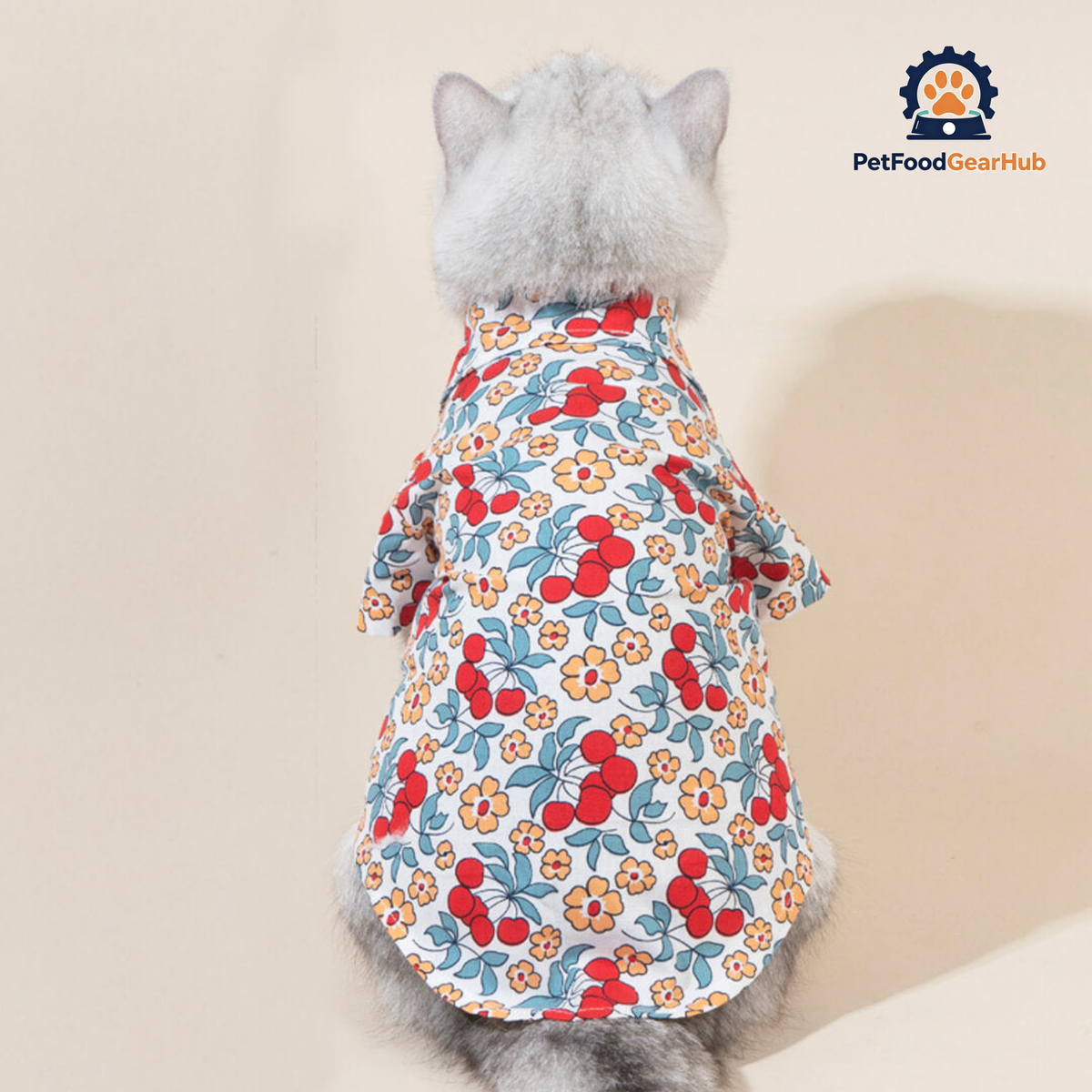 Cat in Floral Shirt | PetFoodGearHub