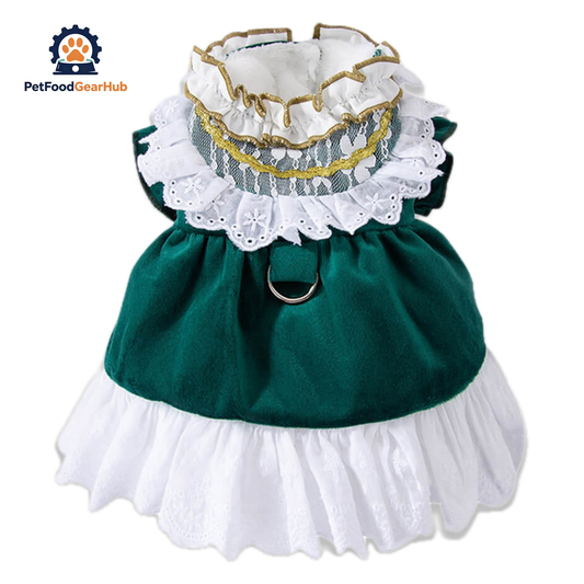 Little Princess Cat Dress | Green Dress for Cats | PetFoodGearHub