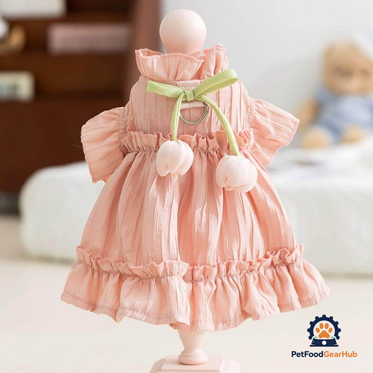 Pink Tulip Cat Dress | Cute Ruffle Cat Clothes | PetFoodGearHub