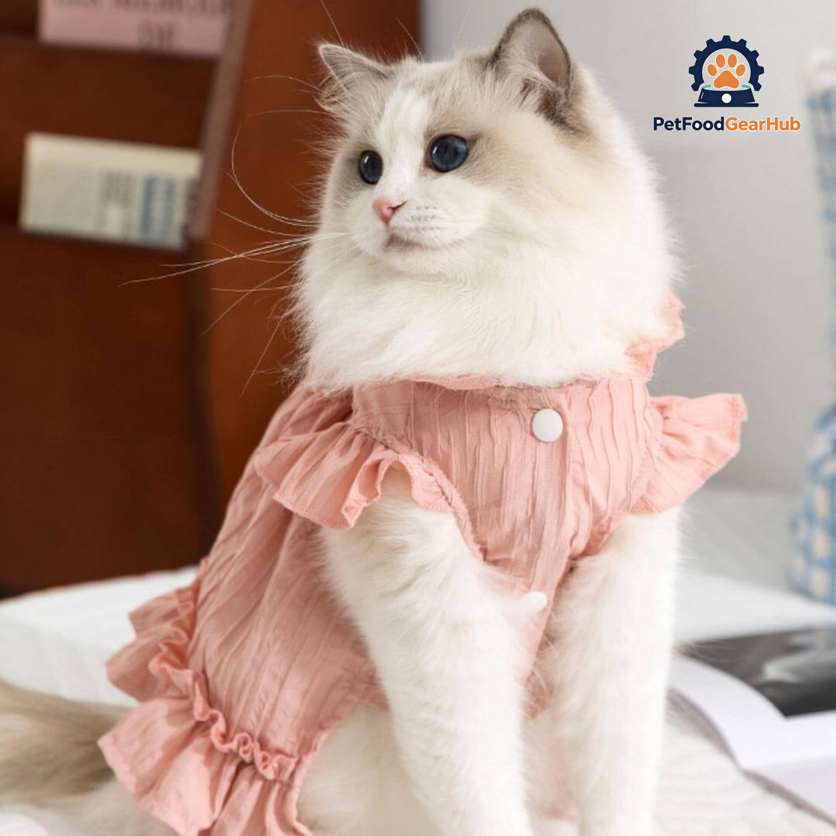 Cat in Pink Tulip Cat Dress | Cute Ruffle Cat Clothes | PetFoodGearHub
