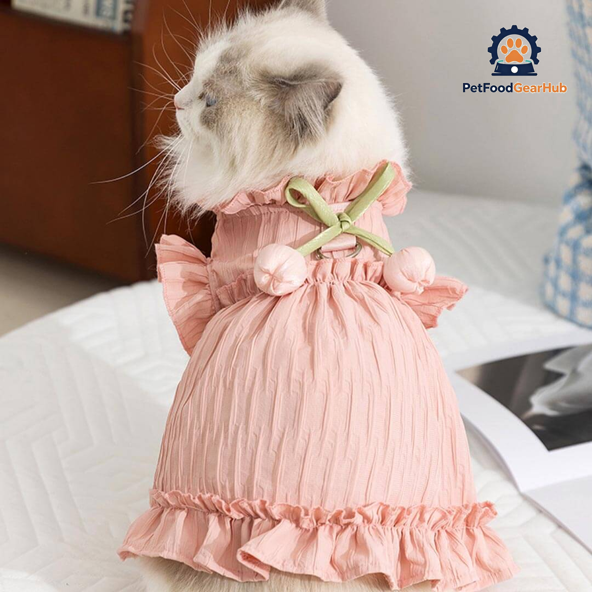 Cat in Pink Tulip Cat Dress | Cute Ruffle Cat Clothes | PetFoodGearHub
