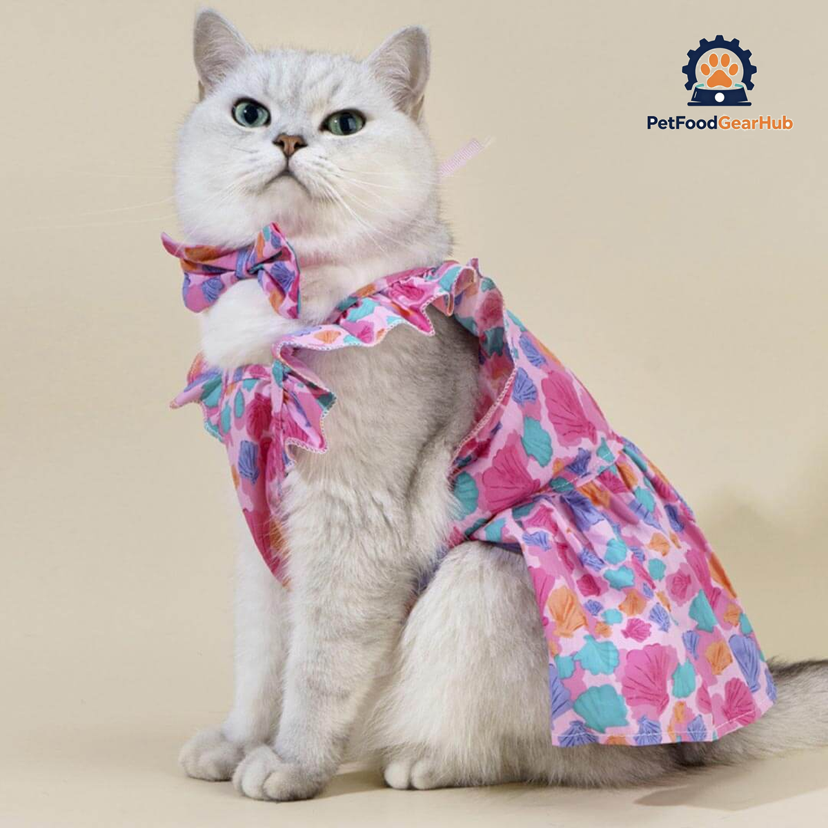Little Princess Cat Dress & Bow Set | Dress for Cats | Cat in Dress | PetFoodGearHub