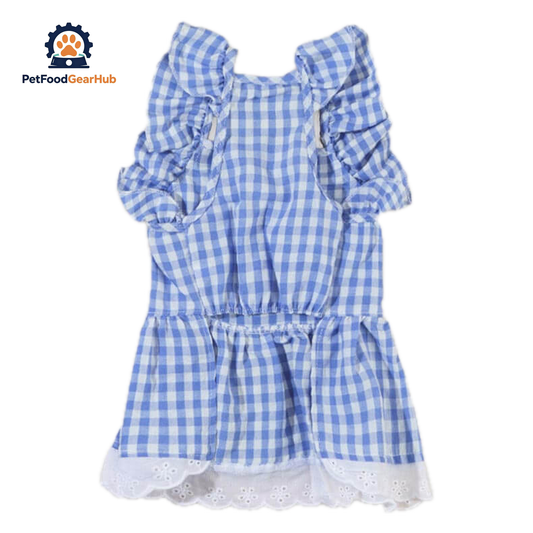 Checkers Cat Dress & Bow Set | Cat Clothes | PetFoodGearHub