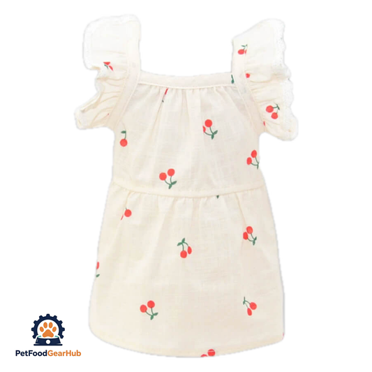 Red Cherry Print Dress for Cats & Kittens | PetFoodGearHub