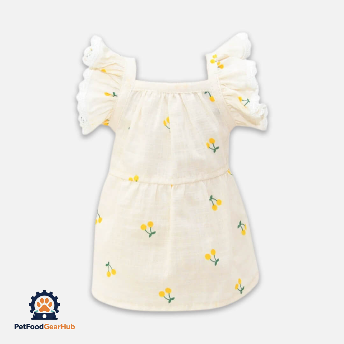 Yellow Cherry Print Dress for Cats & Kittens | PetFoodGearHub