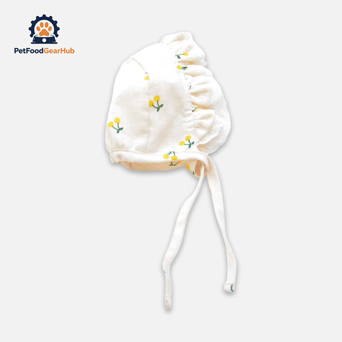 Yellow Cherry Print Hat for Cats & Kittens | PetFoodGearHub