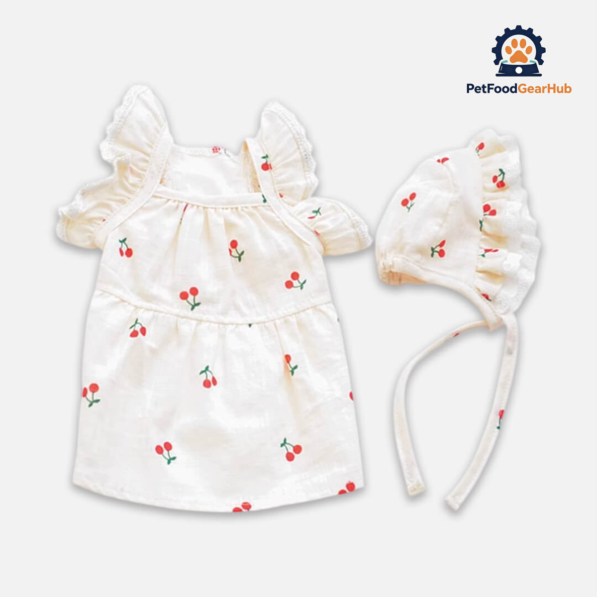 Red Cherry Print Dress & Hat for Cats & Kittens | PetFoodGearHub
