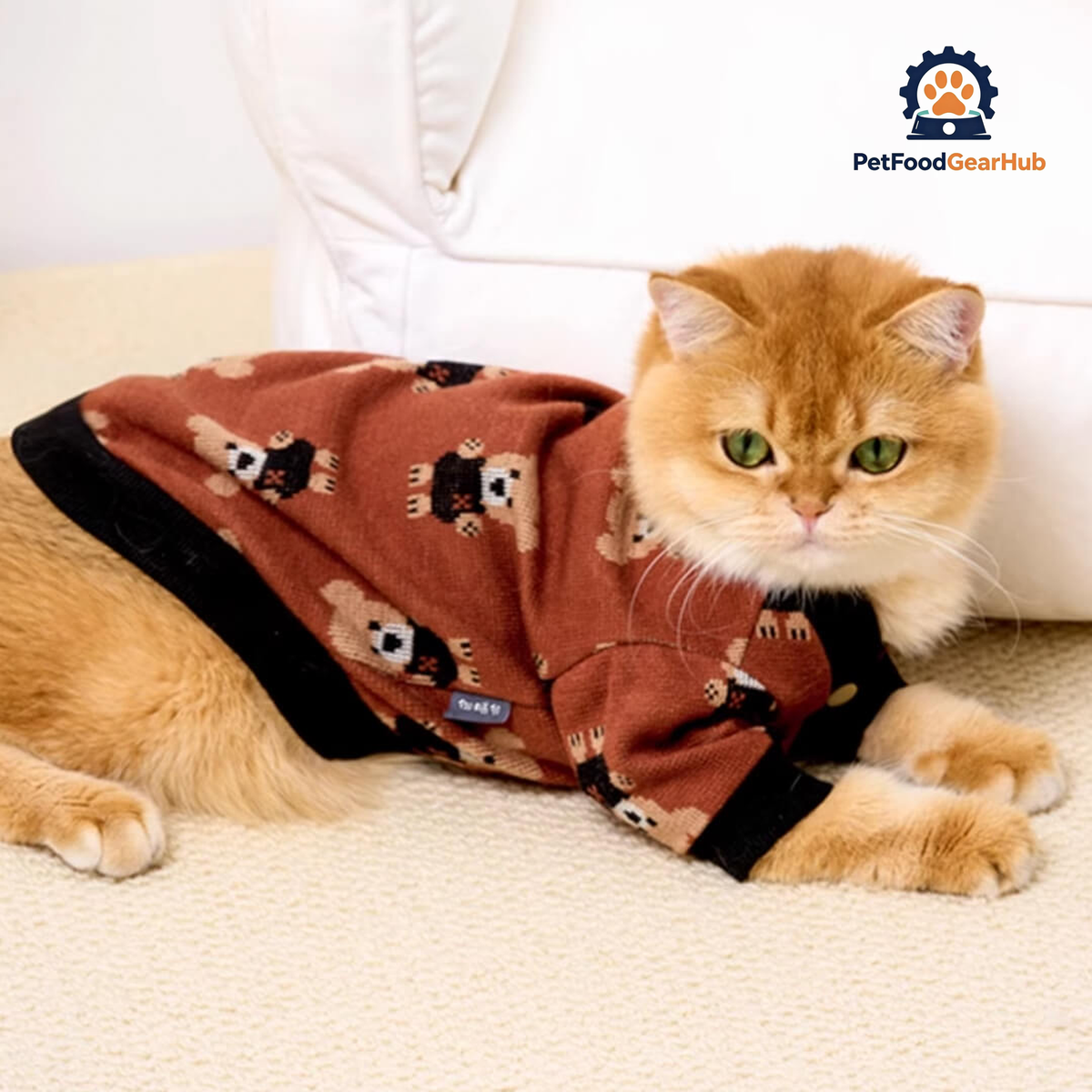 Cat in Cute Teddy Bear Print Cardigan | PetFoodGearHub