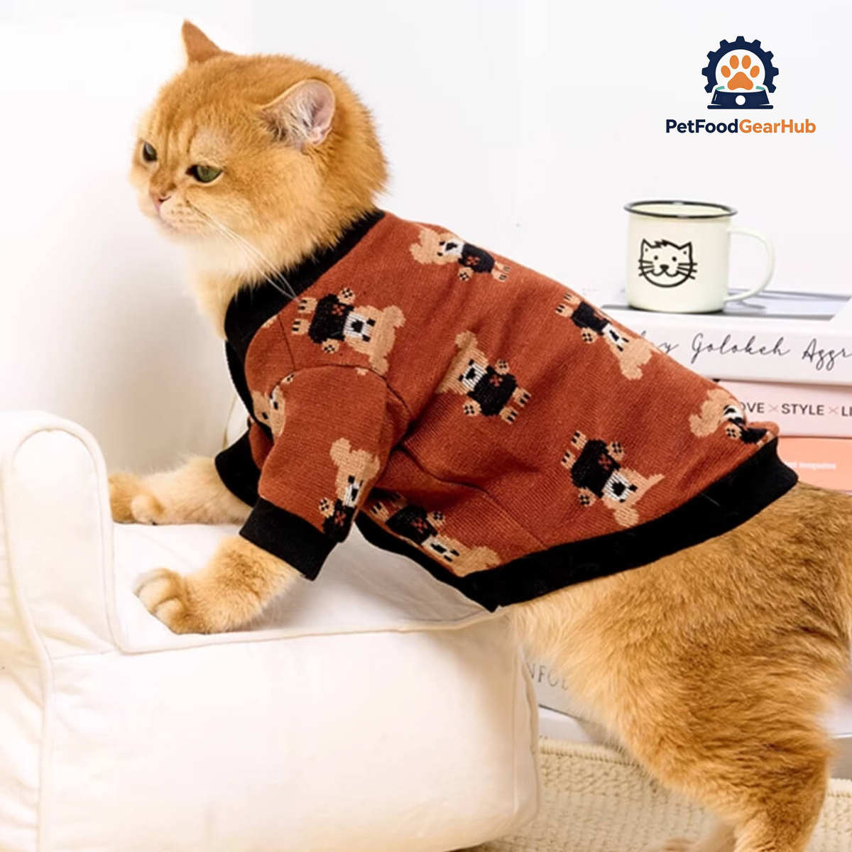 Cat in Cute Teddy Bear Print Cardigan | PetFoodGearHub
