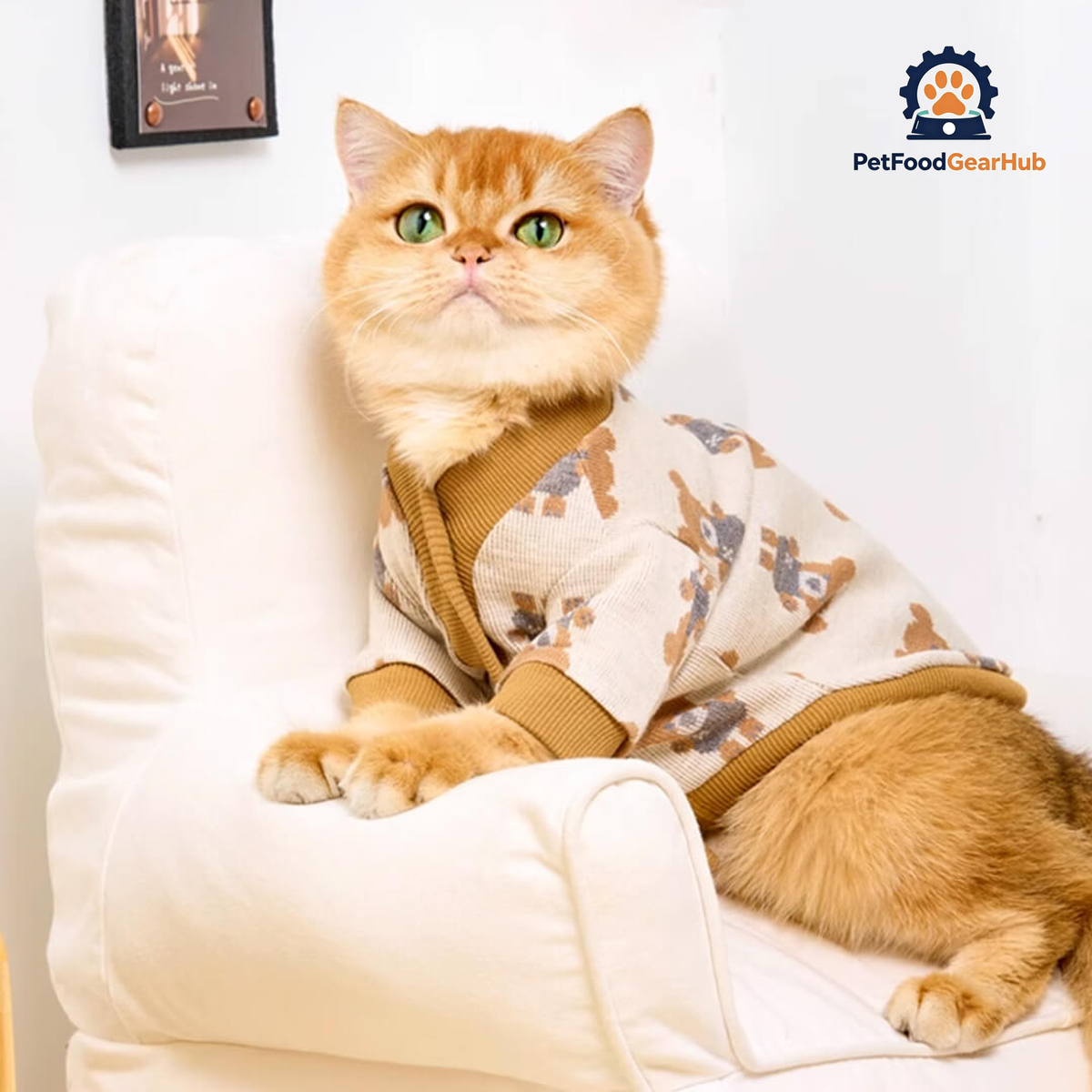 Cat in Cute Teddy Bear Print Cardigan | PetFoodGearHub