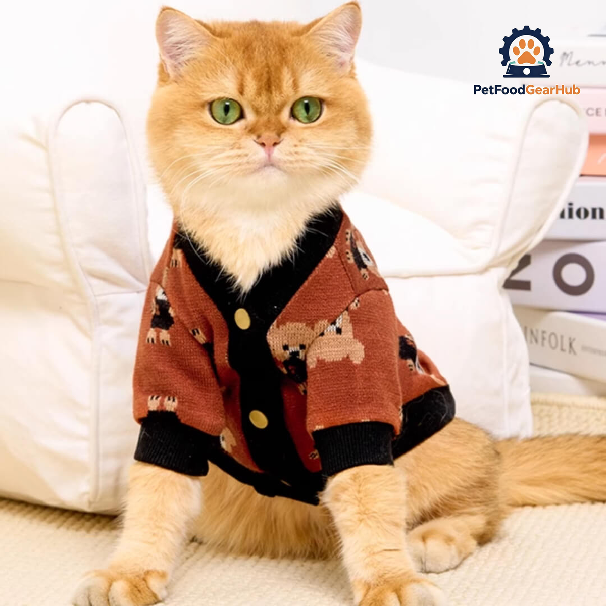 Cat in Cute Teddy Bear Print Cardigan | PetFoodGearHub