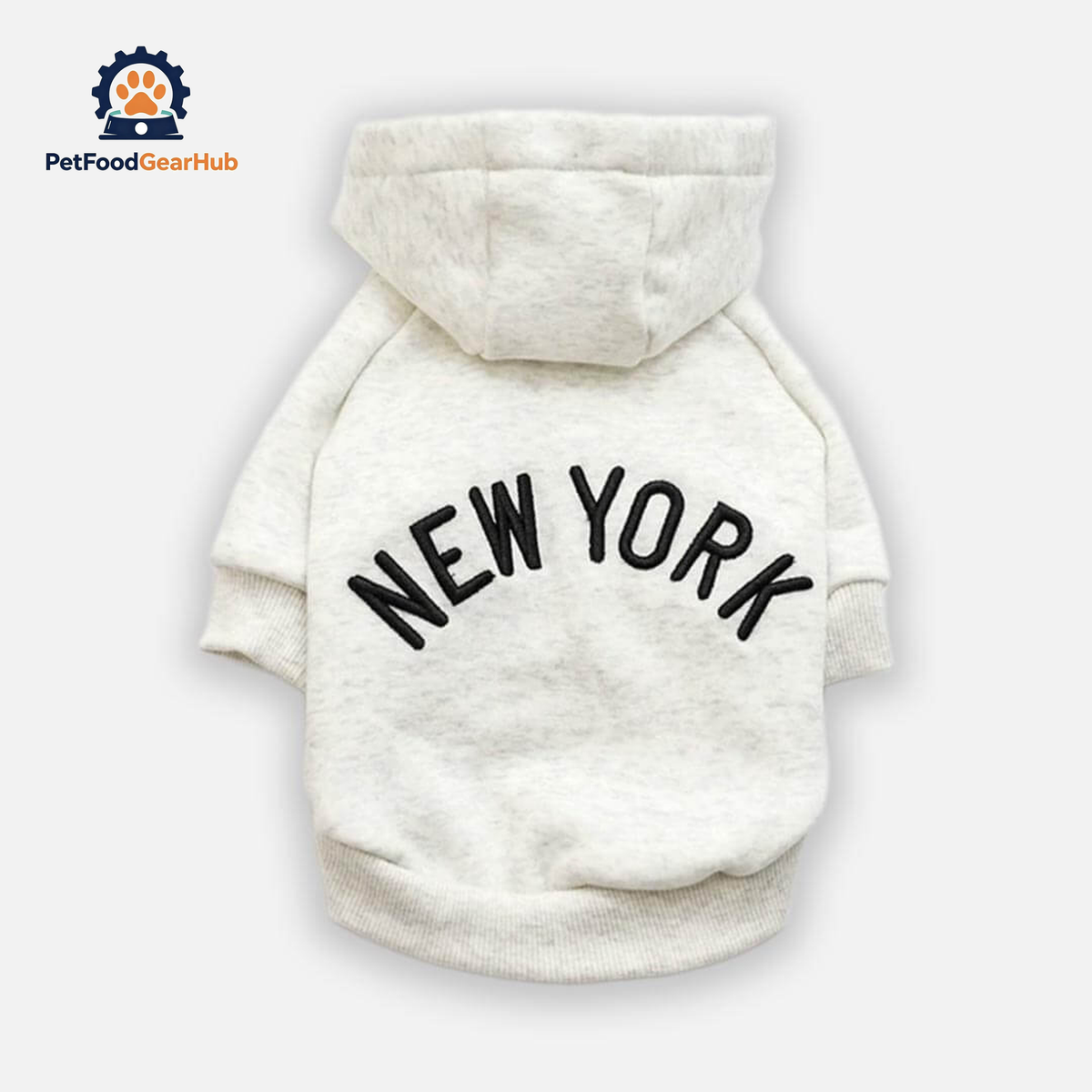 Light gray New York Cat Hoodie | Cat Hoodie Clothing | PetFoodGearHub