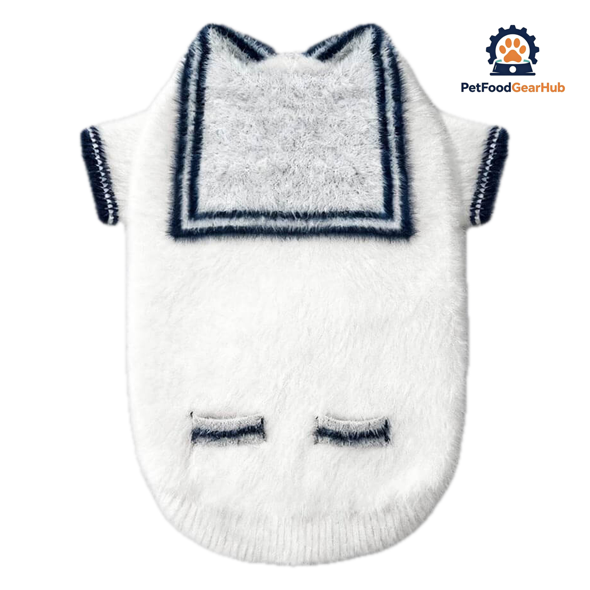 White Sailor Cat Cardigan | Nautical Cat Sweater | PetFoodGearHub