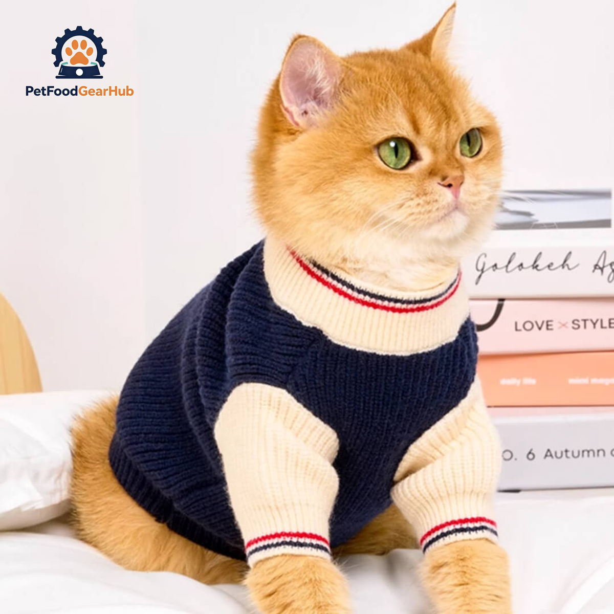Cat in Blue Preppy Sweater | PetFoodGearHub