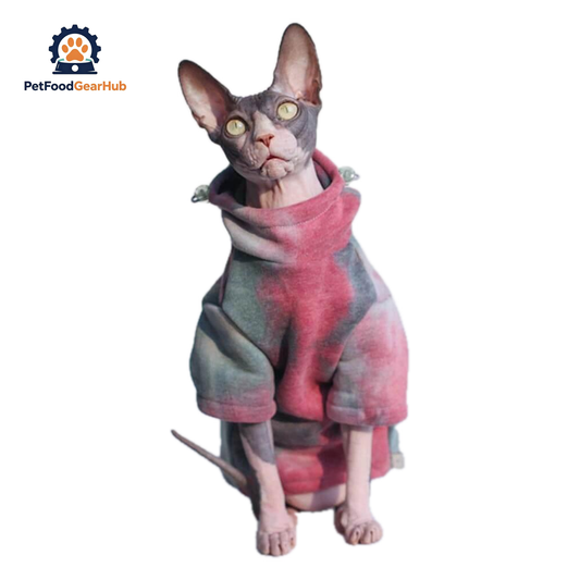 Hypurr Tie Dye Cat Hoodie I | Sphynx Cat with Clothes | PetFoodGearHub