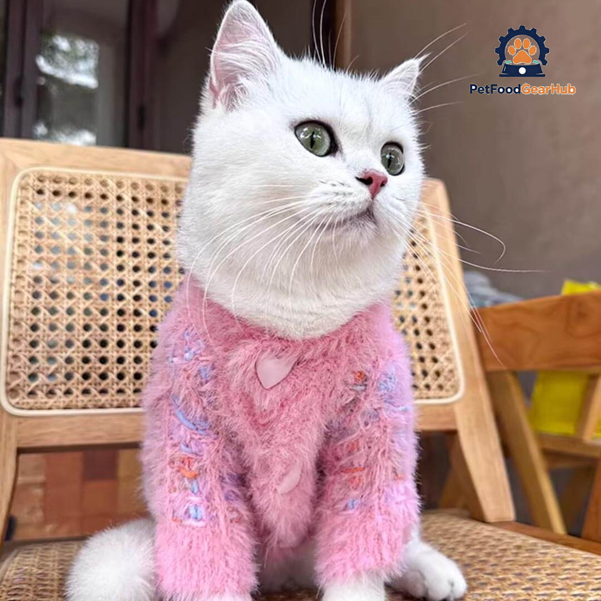 Cat in Pink Fuzzy Cat Cardigan | Knit Cat Cardigan | PetFoodGearHub