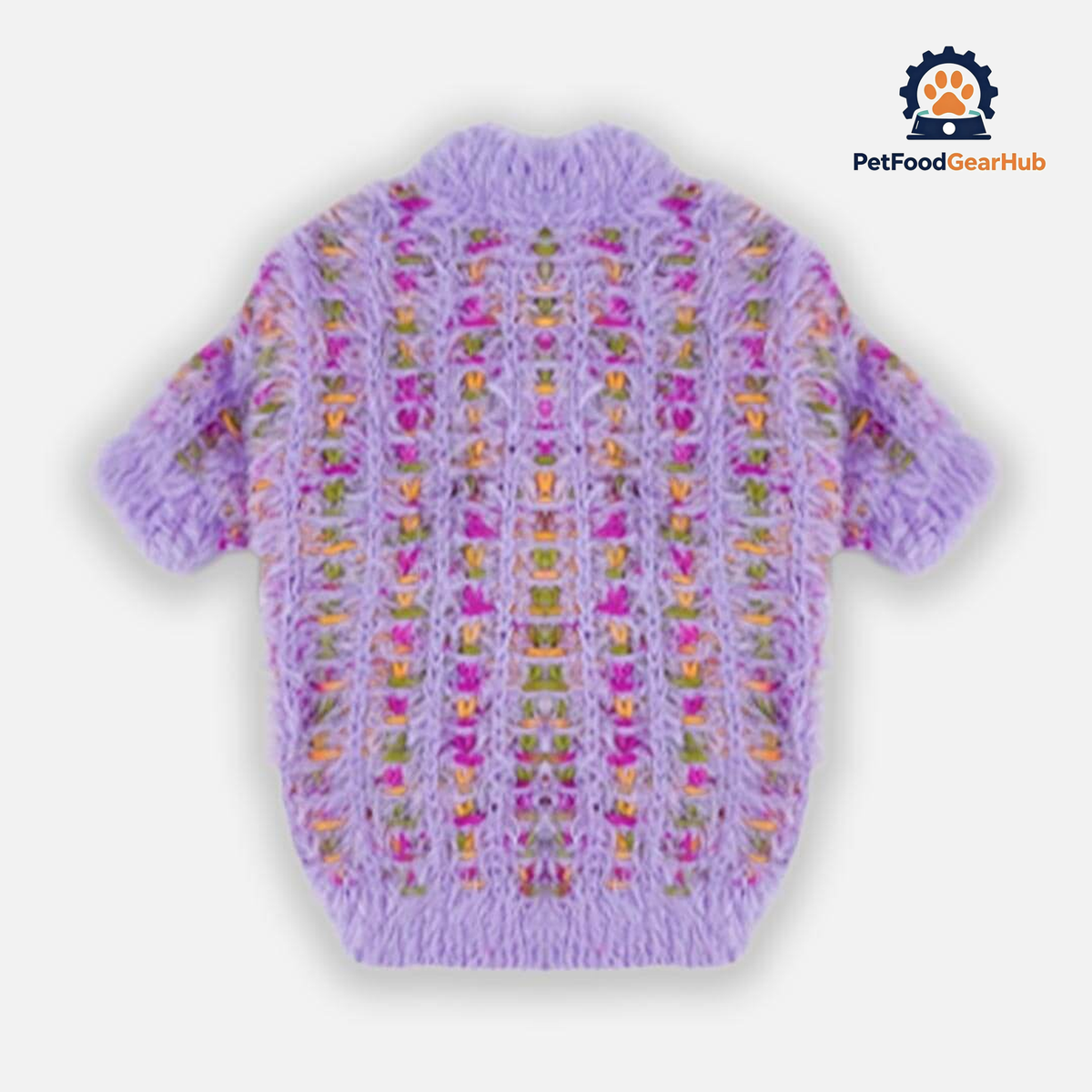 Purple Fuzzy Cat Cardigan with Heart Buttons | Cute Cat Sweater | PetFoodGearHub