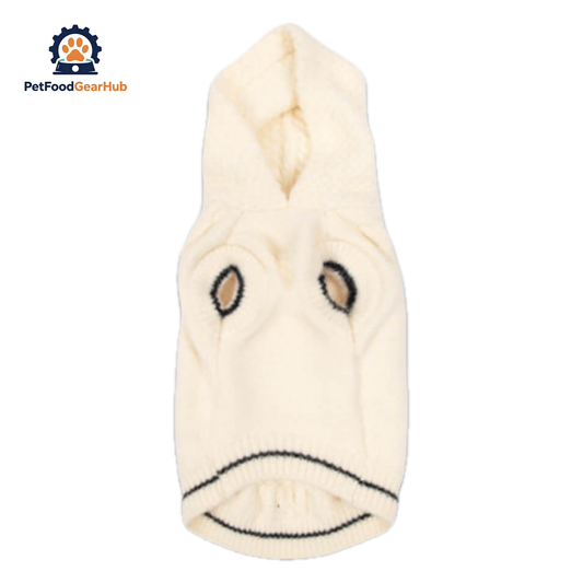Blanc Cat Hooded Sweater | Knit Hoodie for Cats | PetFoodGearHub