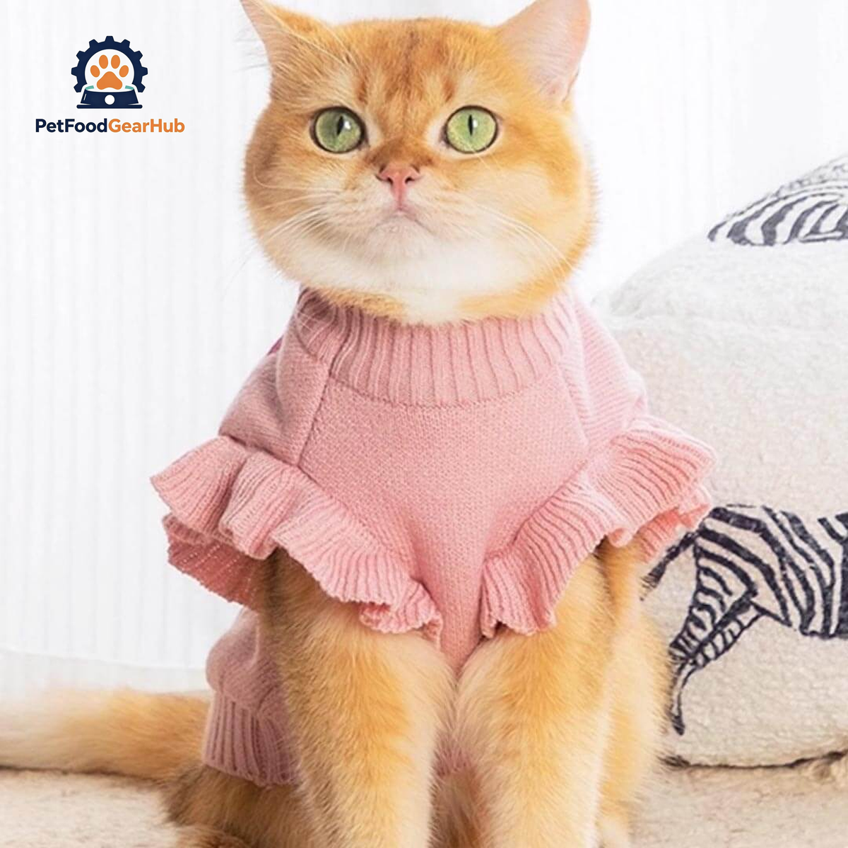 Cat in Pink Cherry Print Sweater | PetFoodGearHub