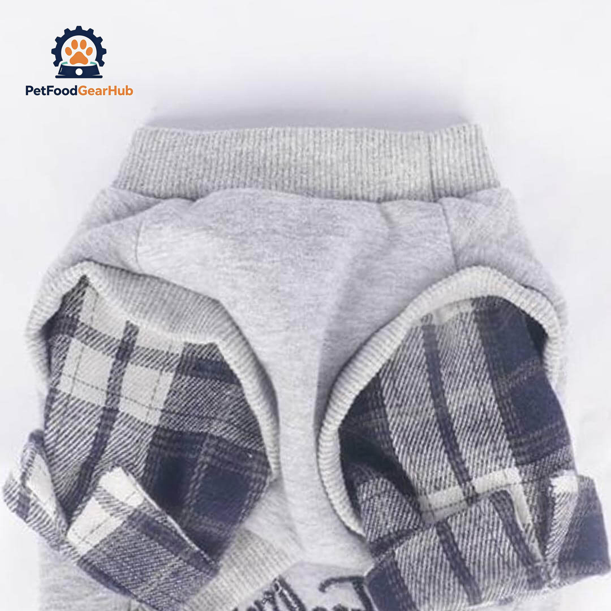 gray Cat Sweatshirt | Plaid Sleeve Cat Clothing Detail | PetFoodGearHub