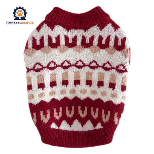 Crimson Knit Cat Sweater | Winter Cat Apparel | PetFoodGearHub