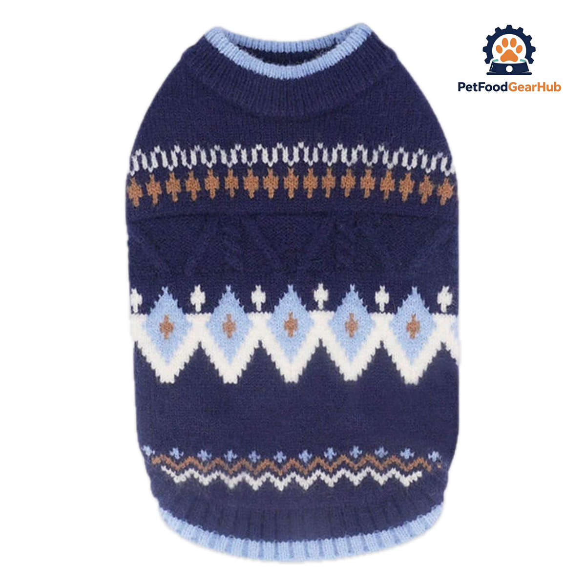 Fair Isle Navy Cat Sweater | Nordic Cat Sweater | PetFoodGearHub