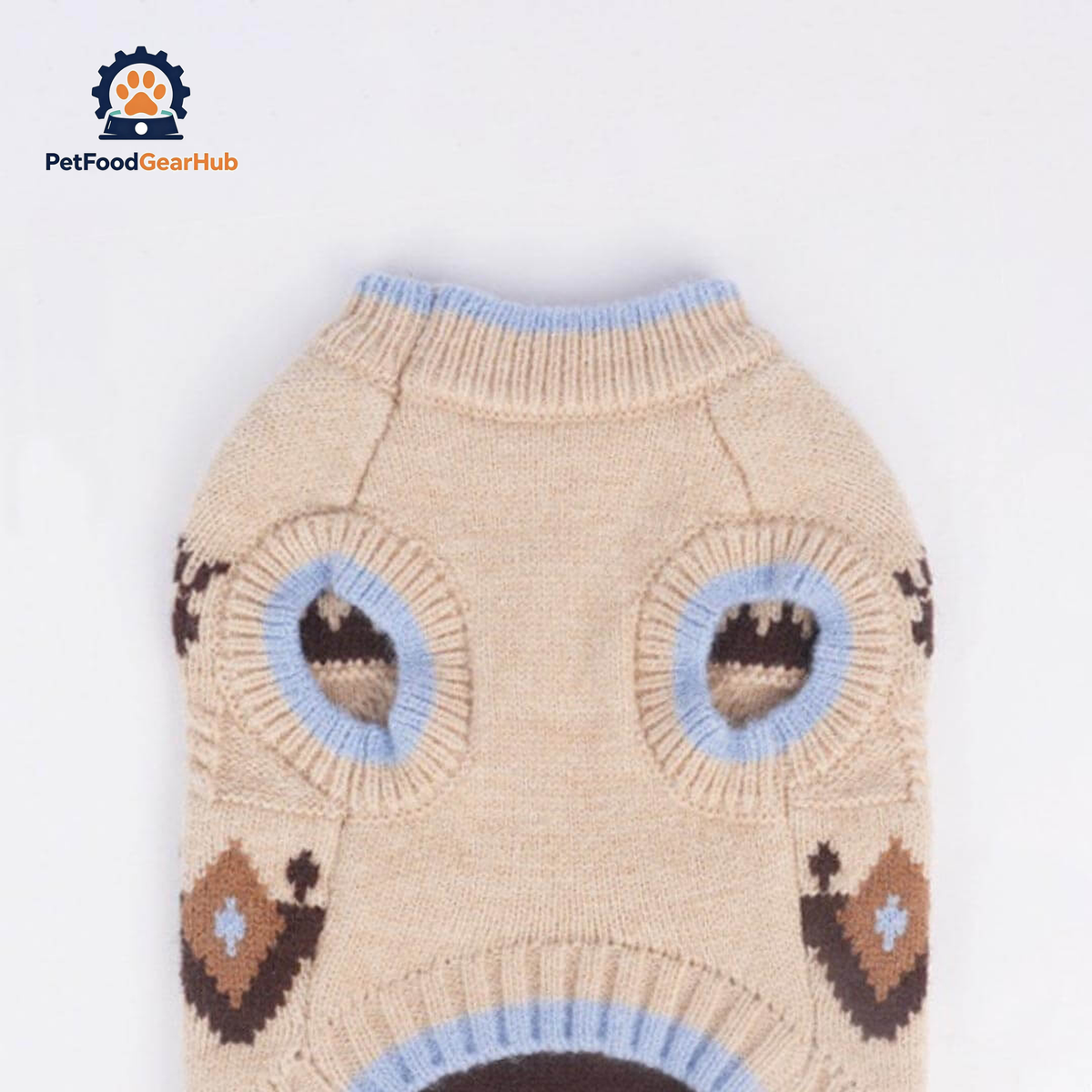 Fair Isle Beige Cat Sweater | Knitted Cat Sweater | PetFoodGearHub