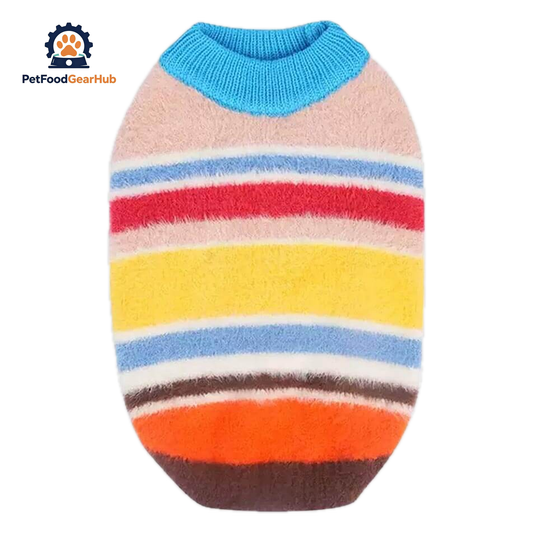 Rainbow Stripe Cat Sweater | Colorful Knit Cat Sweater | PetFoodGearHub