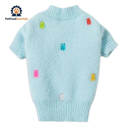 Sweet Bear Cat Cardigan | Blue Faux Mink Cardigan for Cats | PetFoodGearHub