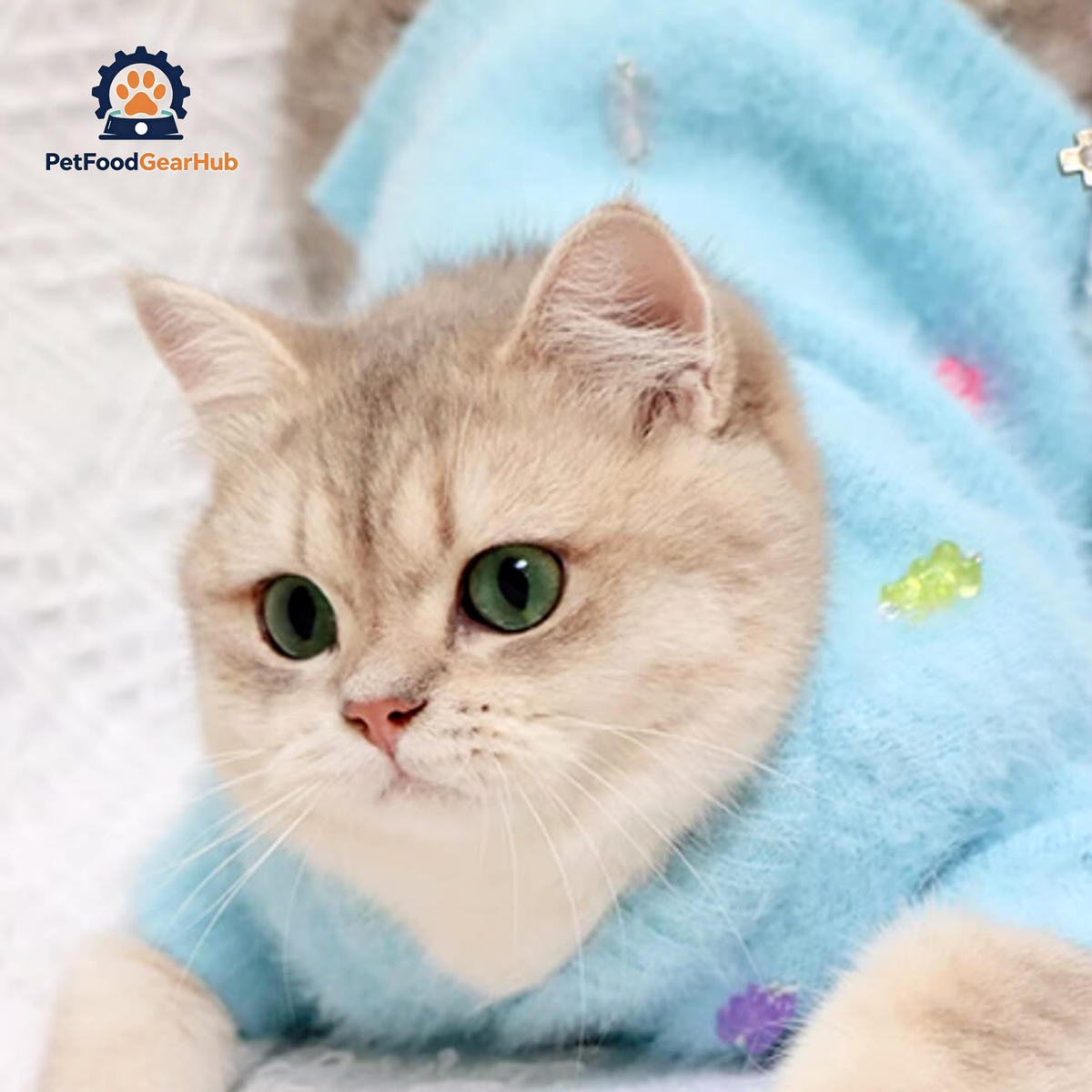 Cat in Blue Faux Mink Jelly Bear Cardigan | PetFoodGearHub
