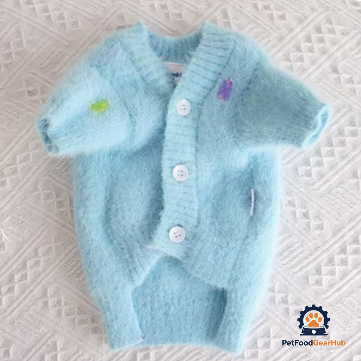 Sweet Bear Cat Cardigan | Blue Faux Mink Cardigan for Cats | PetFoodGearHub